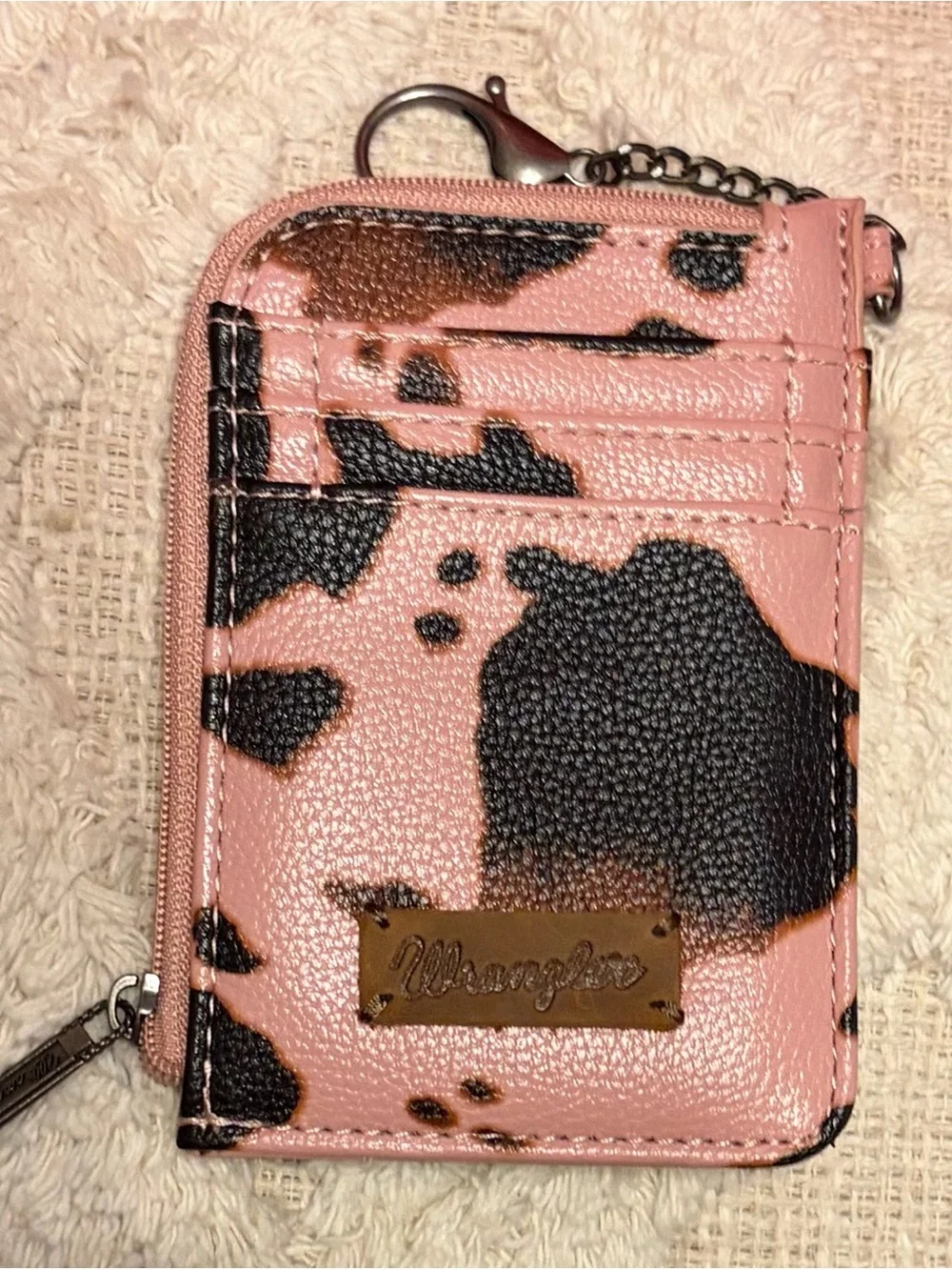 Wrangler Pink and Black Cowprint Satchel with Detachable Strap